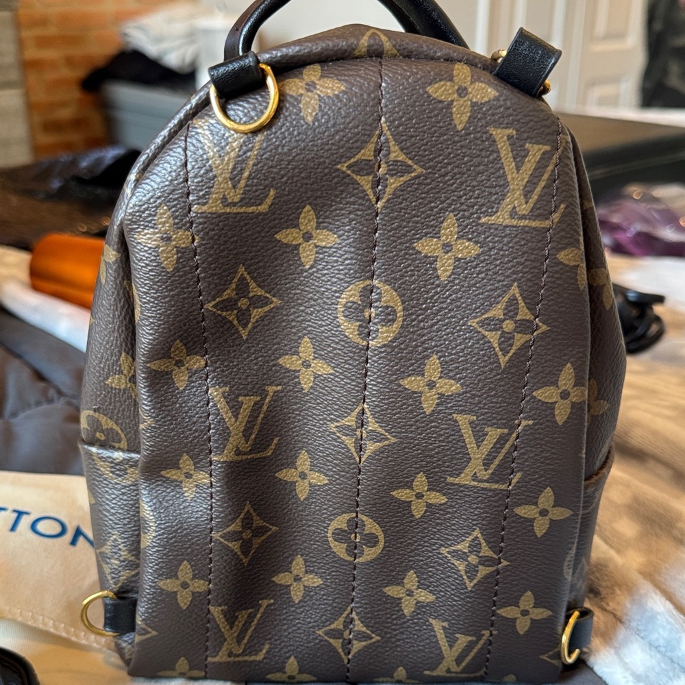 Monogram Mini Backpack in Brown and Gold - Picture 5 of 5